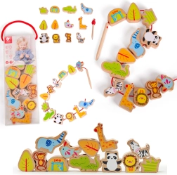 Classic Worldi loomaaia teemalised puidust nöörimispärlid, 13 osa