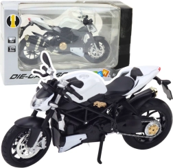 Die-cast sport motorcycle 1:12 with lights and sounds – white