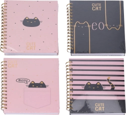 Lined spiral notebook Cat 15 × 21 cm, 100 pages - 1 piece