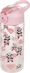 Roosa laste joogipudel kõrrega Panda 500 ml