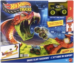 Hot Wheels Monster Trucks Snake Slam Takedown mängukomplekt koos BONE SHAKER veokiga