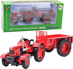 Metallist punane traktor haagisega 1:18