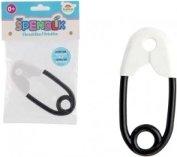 Laste plastmassist valge-must kõrin prossinõela kujul