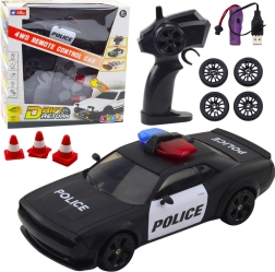 Racing RC car with interchangeable police wheels