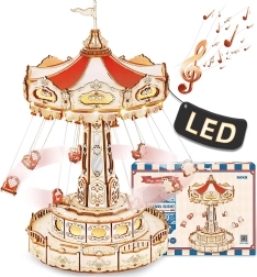 RoboTime 3D Music Box Puzzle – Chain Carousel with LED and Melody