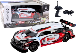 RC Race Car 1:16 Drift with Interchangeable Wheels Red-White