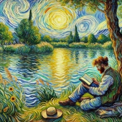 Diamond painting Man by the Lake 30 × 40 cm