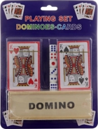 Set of playing cards, dice and dominoes