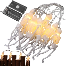 LED Halloweeni valguskaaned luukeredega, 2 m, 10 ripatsit, soe valge