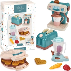 Children’s kitchen set with toaster, coffee maker, waffle maker and blender ECOIFFIER Vert Azur – 15 pieces