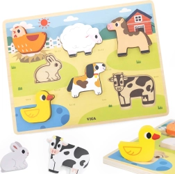 Viga puidust Montessori pusle Talufarm 2in1