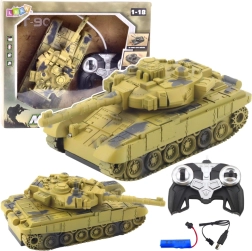 RC Tank T-90 1:18 with Rotating Turret, Lights and Sounds – Desert Camouflage