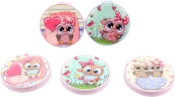 Pocket double mirror with owls 7 cm