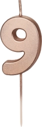 Candle for cake rose gold number nine