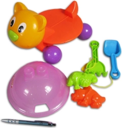 Pull-Along Cat with Sand Accessories
