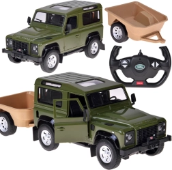Rastar remote-controlled Land Rover Defender 1:14 with trailer – green