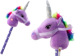 Pehme hobihobune (hobby horse) – plüüsist ükssarvik kepi otsas, lilla, helidega