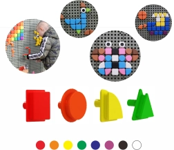 Masterkidz geometric pegs for STEM boards, 8 colors, 256 pcs