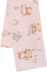 Flanellist laste mähkmetriip teddy bear’i roosa trükiga NEW BABY