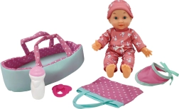 Pehme beebinukk kandekotiga 30 cm