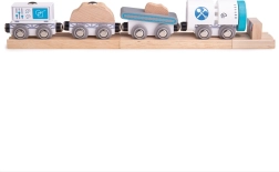Bigjigs Rail puidust kaevandusrong rööbaste ja põrkuriga