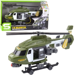 Sõjaväehelikopter 1:16 tulede, helide ning kanderaamidega konksuga