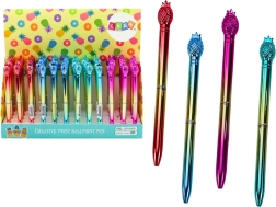 Ananassiga kuulpliiats, kuldne, sinine täitepulk 0,7 mm