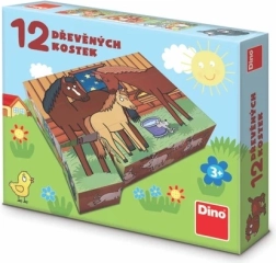 Dino Wooden Blocks Domestic Animals 12 pcs