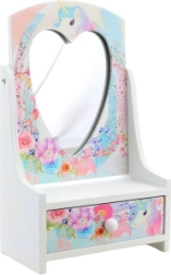 Puidust ehetenaaskel südamekujuse peegliga Ükssarvik