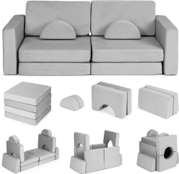 Kokkupandav modulaarne laste diivan 2-le inimesele 10 pehme padjaga ECOTOYS – Hall