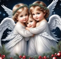 Diamond painting three little angels 30 × 40 cm