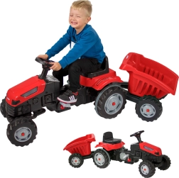 Pedaaltraktor Farmer GoTrac Maxi haagisega, vaiksed rattad