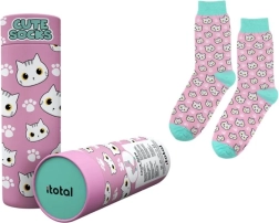 Pink cotton socks with cat