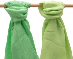New Baby Cotton Diapers 70 × 80 cm, 2 pcs, light green and dark green