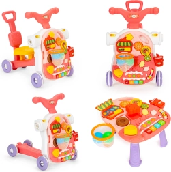 Lükatav rattake, tõukeratas, interaktiivne õppelauake 4-ühes lastele, punane