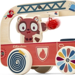 Lilliputiens Wooden Fire Truck Lion Jack