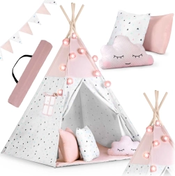 Laste tipi-telk vaniku ja tuledega NUKIDO – roosa