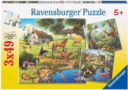 Pusle RAVENSBURGER loomad metsas, loomaaias ja talus 3×49 tükki