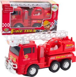 Fire truck with movable ladder, lights and sounds
