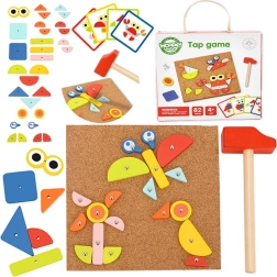 WOOPIE GREEN wooden hammer-in mosaic on a cork board with a hammer, 20 templates, 82 pieces, FSC