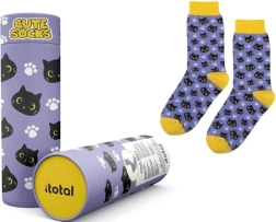 Purple Cotton Socks with Cat