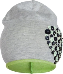 Spring cotton beanie New Baby little heart, gray‑green