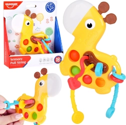 3-in-1 Sensory Toy Giraffe with Sliding Elements and Pop It