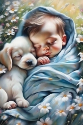 Teemantmaalimine Beebi kutsikaga 30 × 40 cm