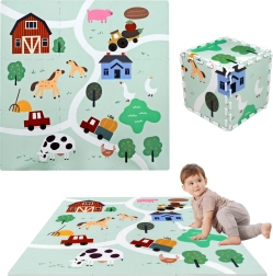 Vahtmatt mängimiseks 90 × 90 cm – paks EVA-vahust pusle, 9 osa, HUMBI farm