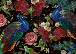 Puzzle Mysterious Garden: Peacocks Among Roses 1000 pieces