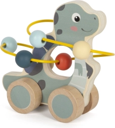 Puidust dinosaurus helmega labürindiga ratastel