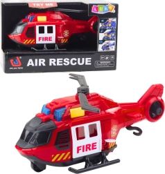 Firefighting helicopter with lights and sounds with crane – red