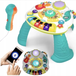 Õpetlik muusikaline laud klaveri, trompeti ja mikrofoniga