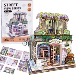 Wooden 3D Puzzle Flower Shop with Light, 243 pieces